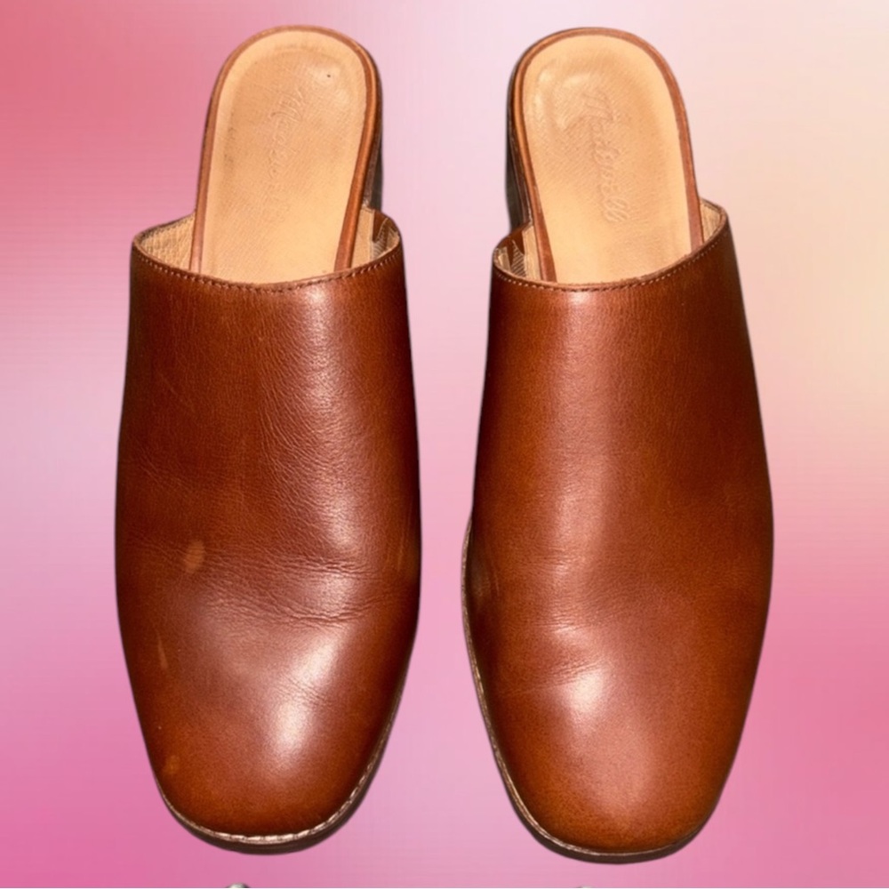 Madewell leather upper slip on heeled shoes women’s size 10.